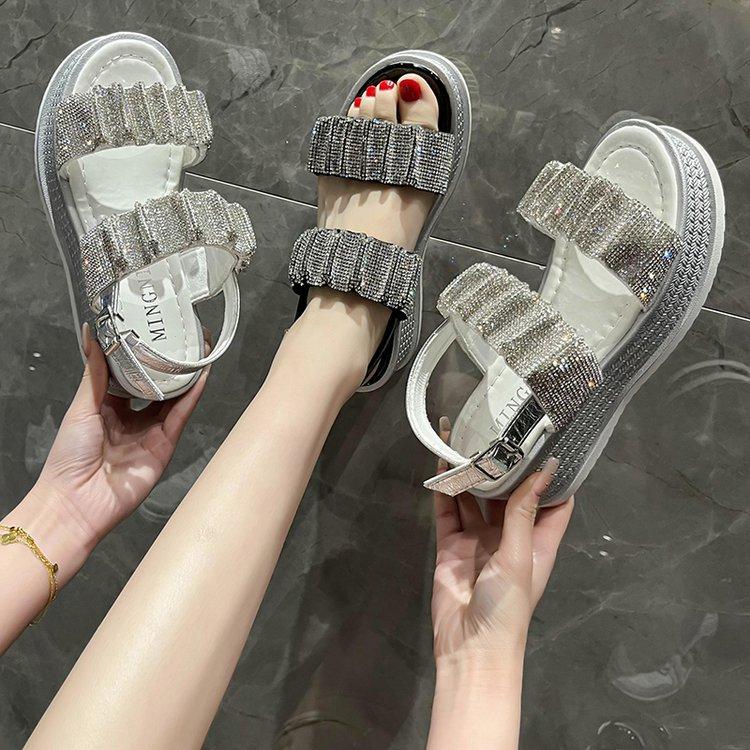 Cool Platform Crystals Heightening Sandals