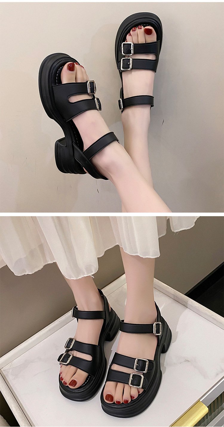 Muffin Flat Casual Buckle Sandals