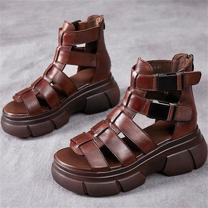 Handmade Leather Retro Casual Ankle Boots  Sandals