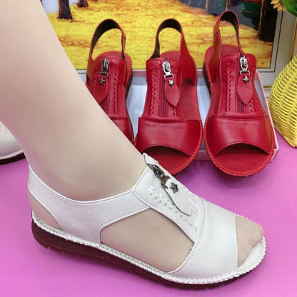 Flat Soft Comfortable Zipper Sandals