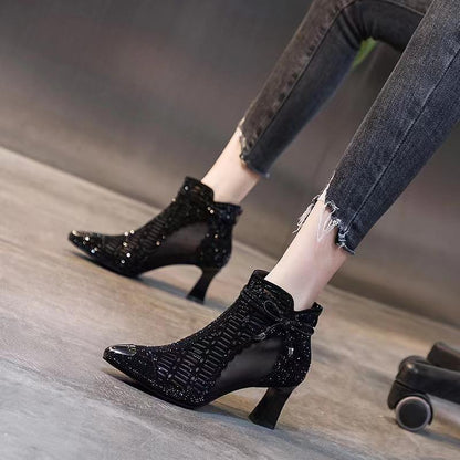 High Heel Breathable Casual Mesh Boots