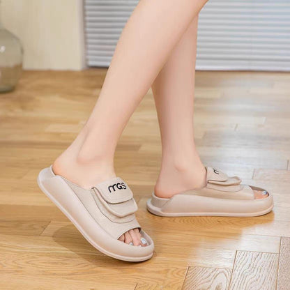 Rubber Genuine Leather Soft Flat  Sandals