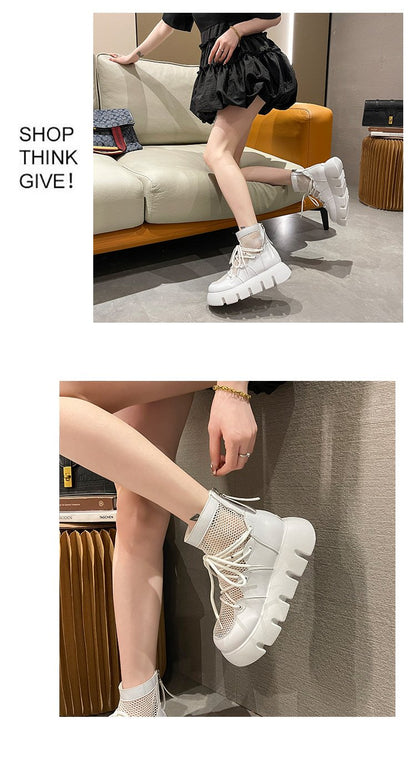 Casual Breathable Mesh Ankle Zip Boots