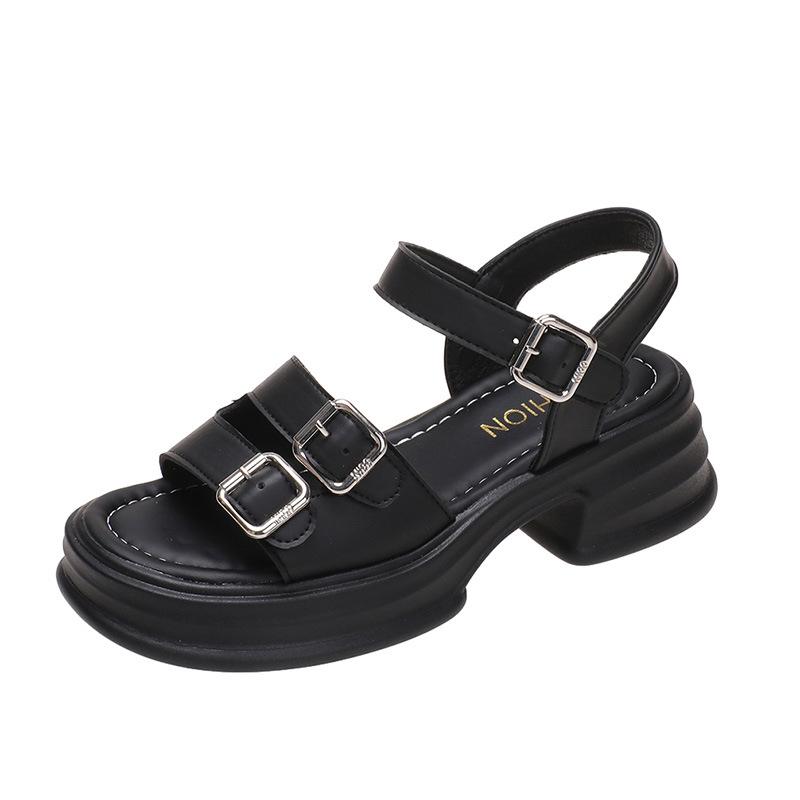 Muffin Flat Casual Buckle Sandals