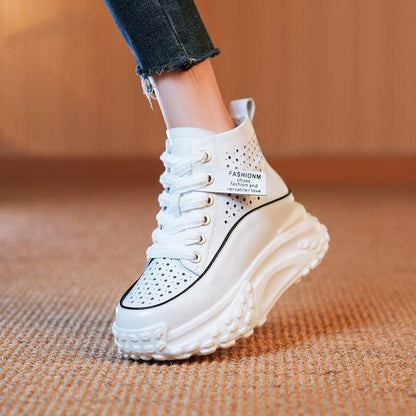 Breathable Leather Non-Slip Platform Sneakers