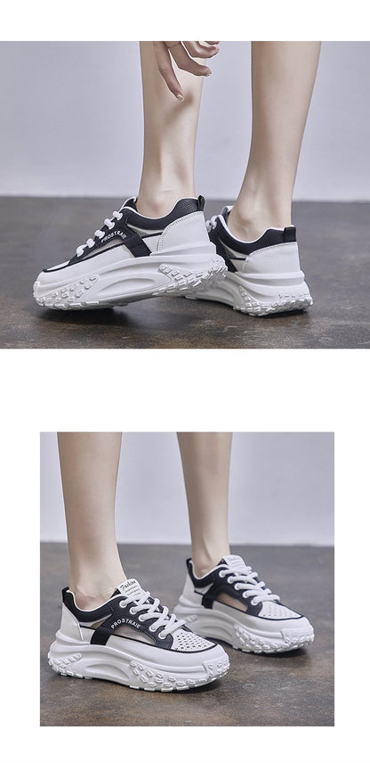 Comfy Breathable Leather Chunky Shoes