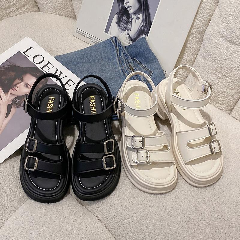 Muffin Flat Casual Buckle Sandals