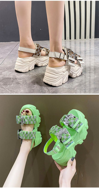 Roman Muffin Rhinestone Sports Sandals