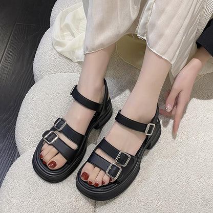 Muffin Flat Casual Buckle Sandals