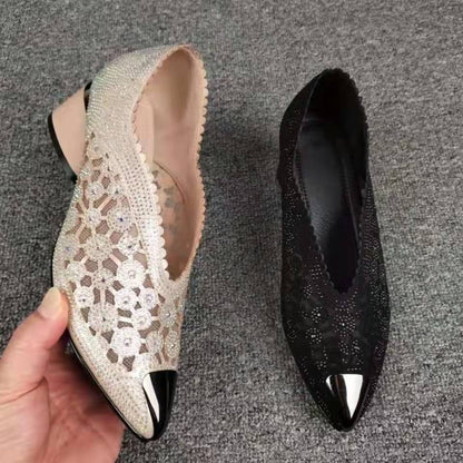 Lace Shallow Mid Heels Shoes