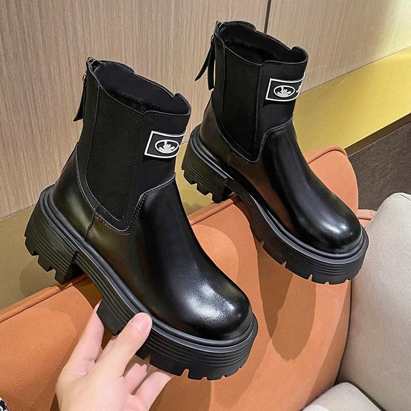 Rock Round Toe Zipper Boots