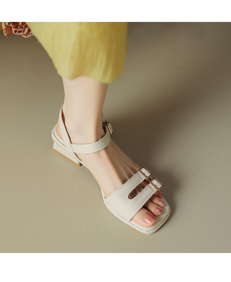 Retro Square Head Buckle Sandals