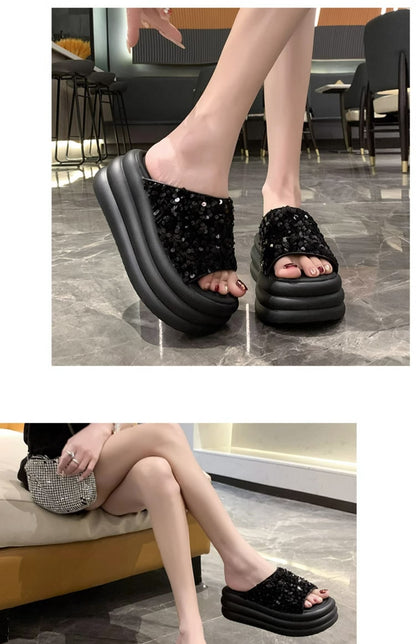 Elegant Bling Platform Slippers