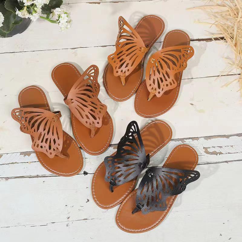 Flat Clip Toe Fashion Butterfly Beach Slippers