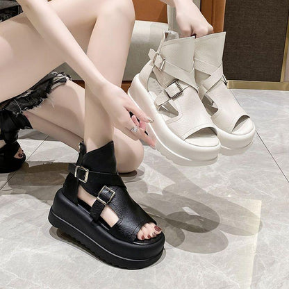 Strappy High quality Leather Heightening Shoes