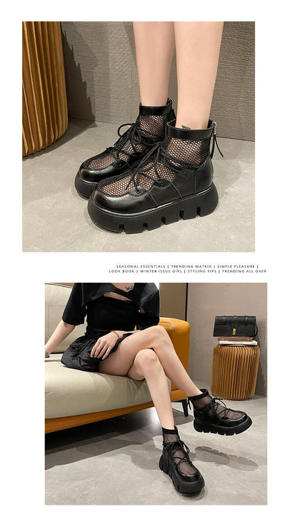 Casual Breathable Mesh Ankle Zip Boots