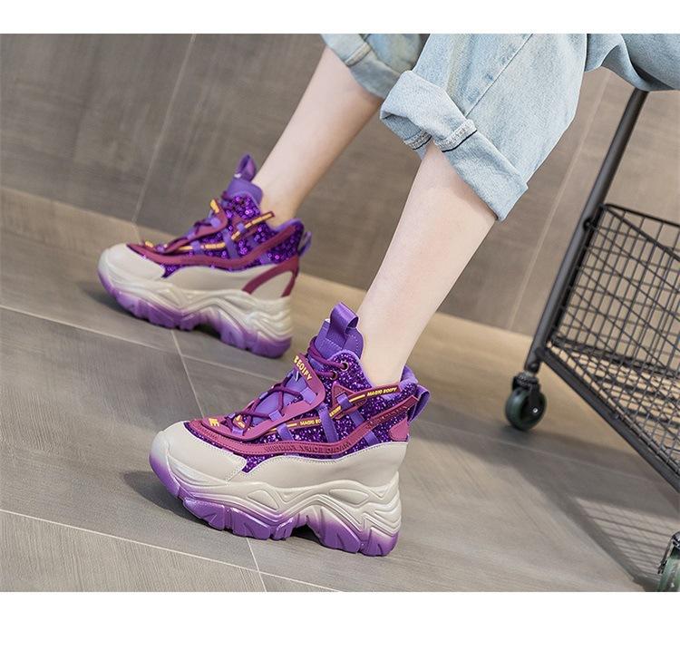 Elegant Leather Wedge Fashionable Sneakers