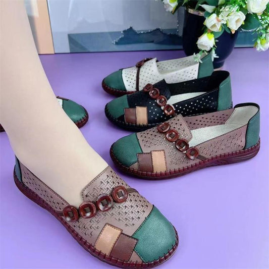 Comfortable Soft Flats Leather Hollow Shoes