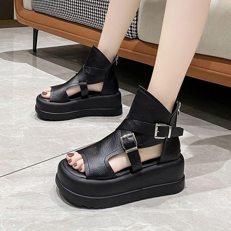 Strappy High quality Leather Heightening Shoes