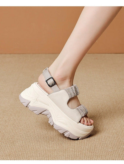 Comfy Platform Leather Bling sandals