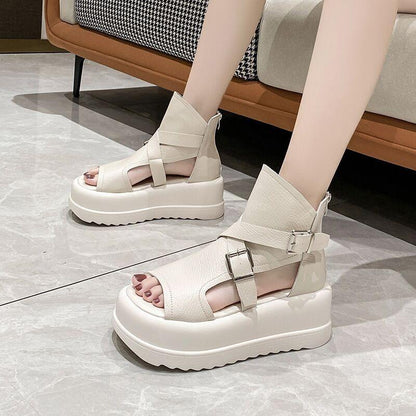 Strappy High quality Leather Heightening Shoes