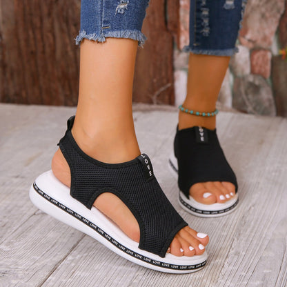 Letter Breathable Hollow Sandals