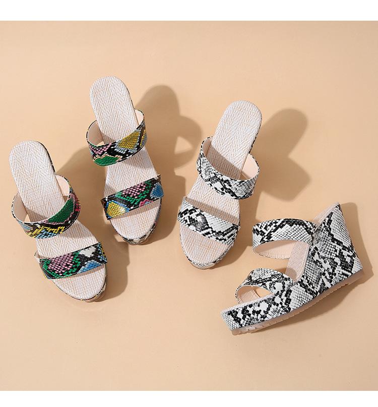 Wedge Heels Snake Prints Slippers