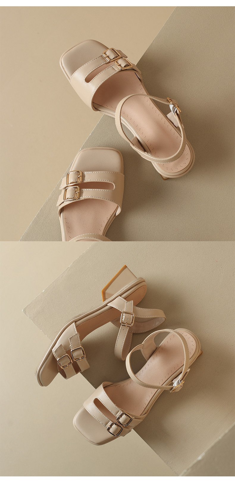 Retro Square Head Buckle Sandals