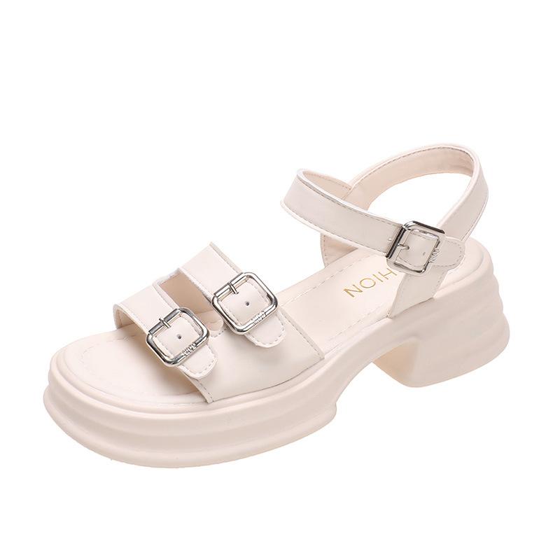 Muffin Flat Casual Buckle Sandals