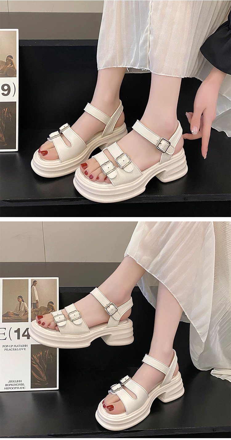 Muffin Flat Casual Buckle Sandals