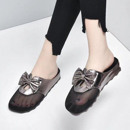 Mesh bow sandals