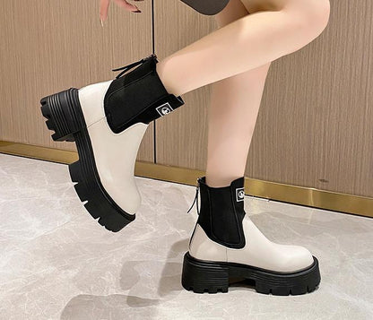 Rock Round Toe Zipper Boots