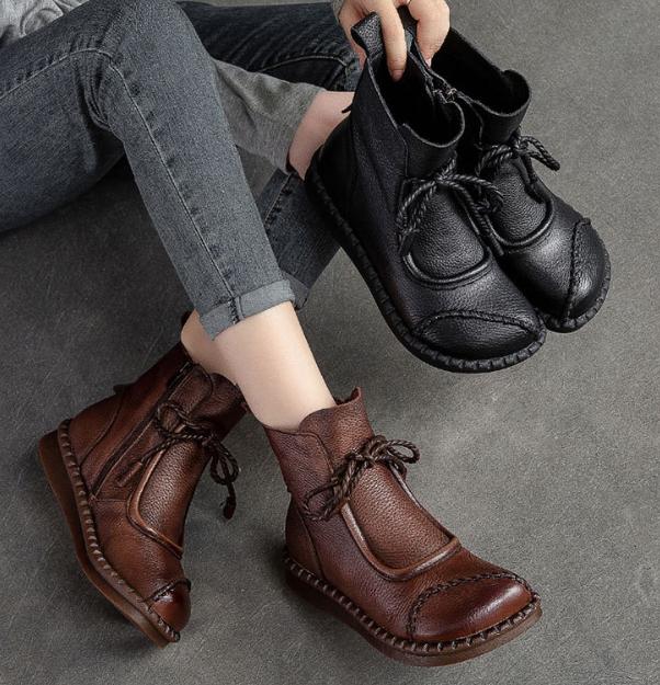 Handmade Soft Warm Leather Ankle Boots