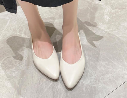 Flat Solid-Color Soft Leather Shoes