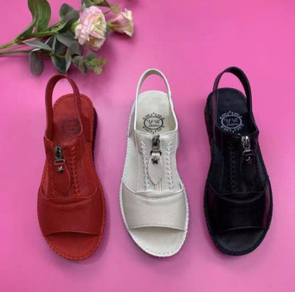 Flat Soft Comfortable Zipper Sandals