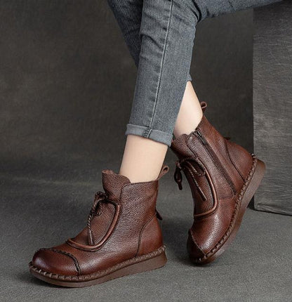 Handmade Soft Warm Leather Ankle Boots