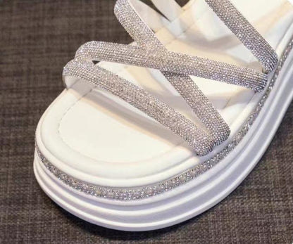 Walking Crystal Bling Platform Sandals