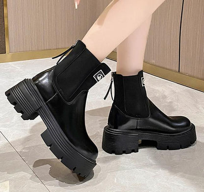 Rock Round Toe Zipper Boots