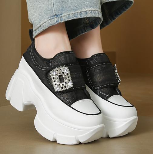 Velcro Heightening Rhinestone Sneakers – vistrunta