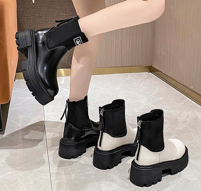 Rock Round Toe Zipper Boots