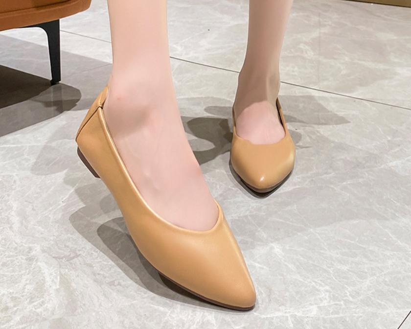 Flat Solid-Color Soft Leather Shoes