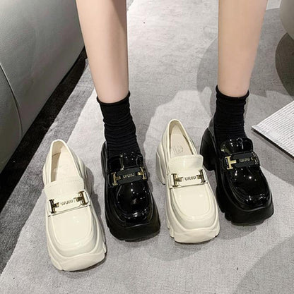 Tassel Muffin Leather Chunky Shoes