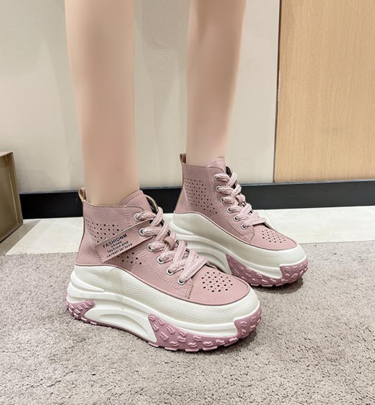 Breathable Leather Non-Slip Platform Sneakers