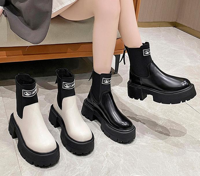 Rock Round Toe Zipper Boots