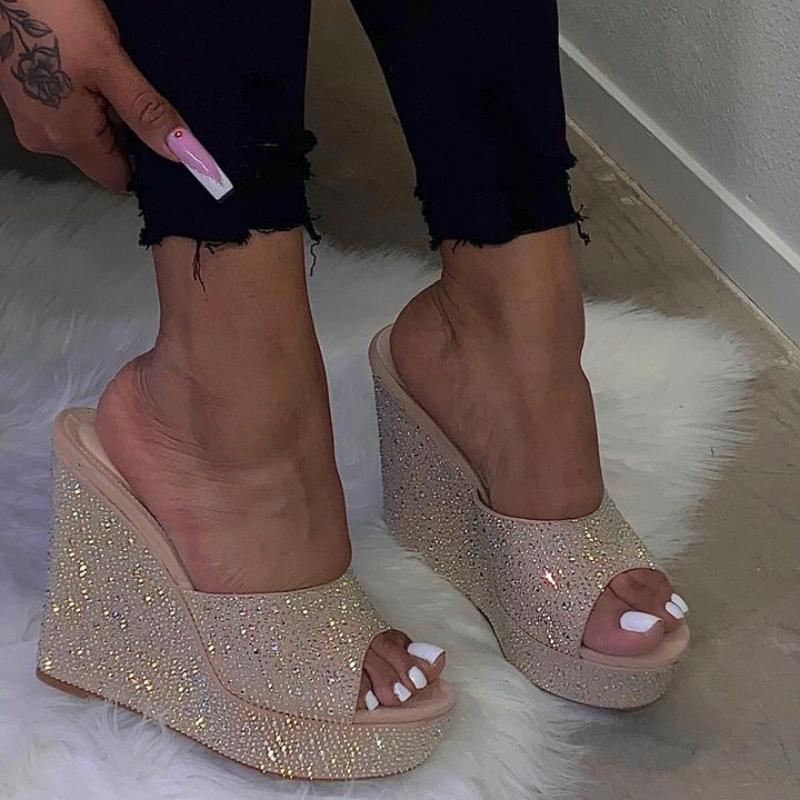 Rhinestone Fishmouth Platform Shoes