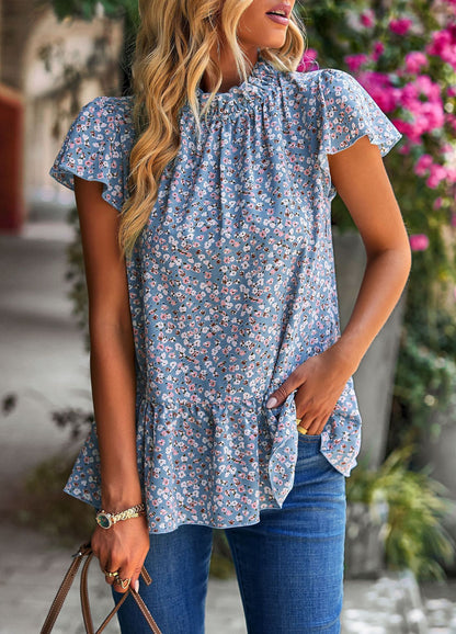 Vacation Floral Pleated Top